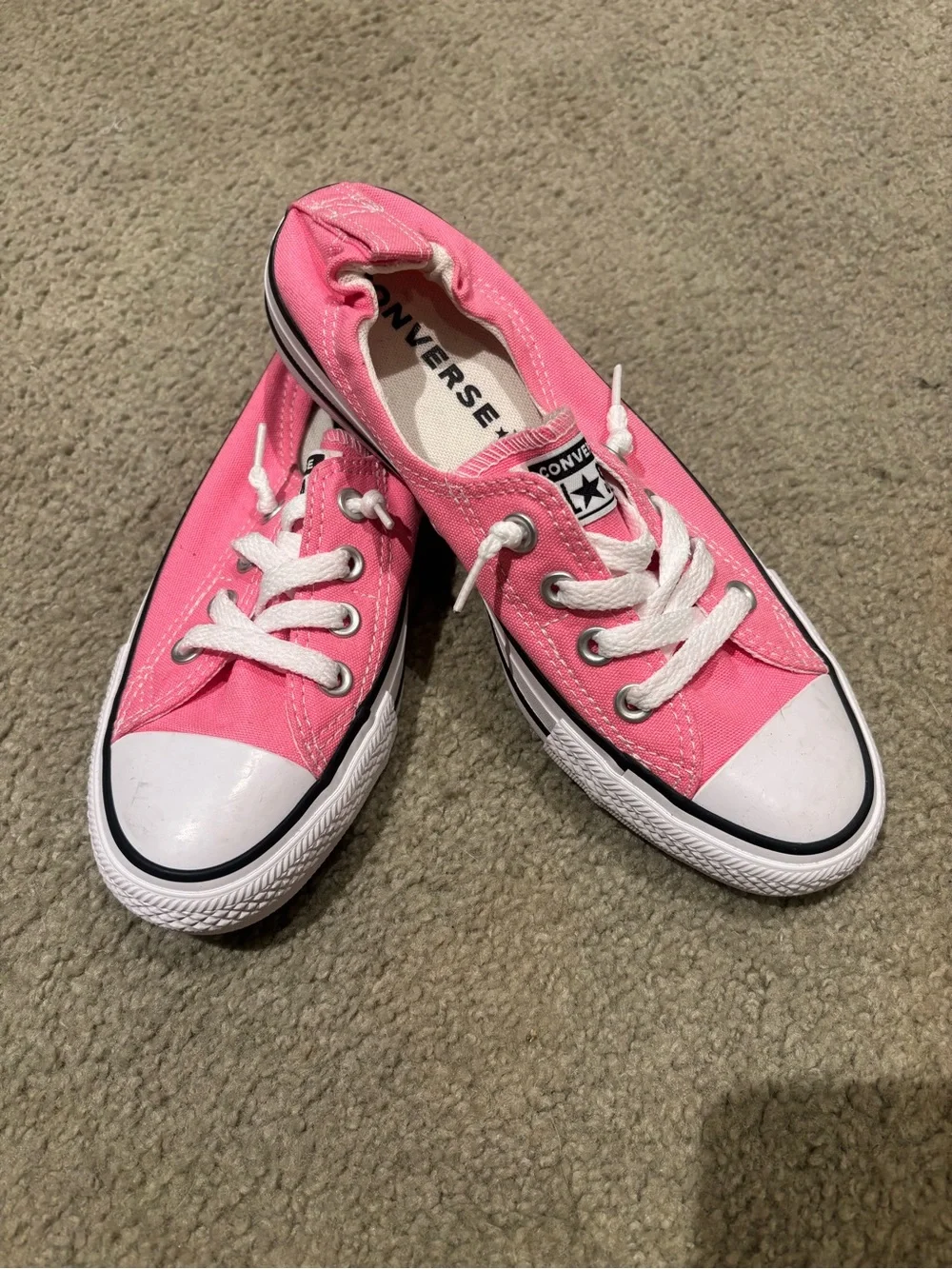 Converse Shoreline Women’s Pink Low-Top Canvas Sneakers with White Trim - Picture 1 of 4